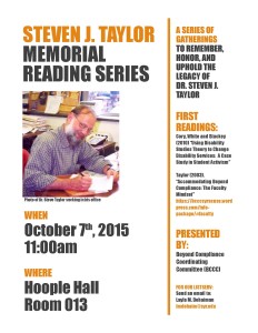 Image of Flyer for Steven J. Taylor Memorial Reading Series